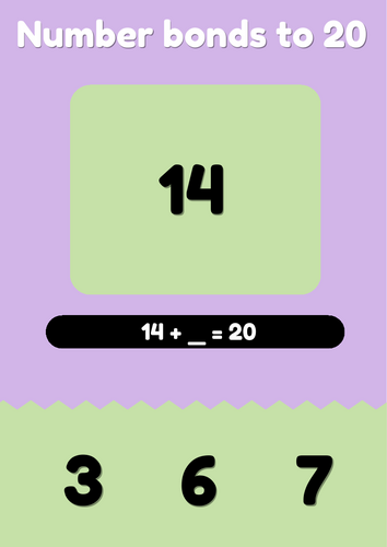 Number bonds to 20 activity cards