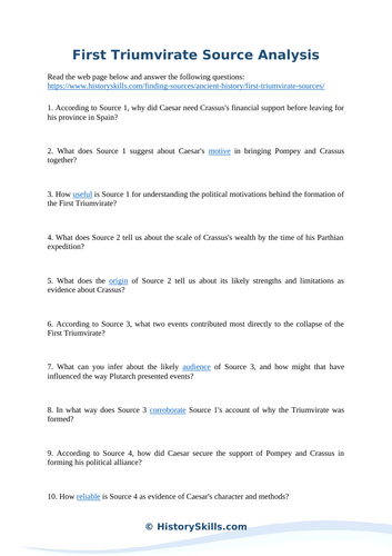 First Triumvirate Source Analysis Worksheet