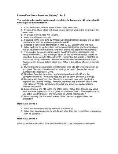 Much Ado About Nothing - Act 1