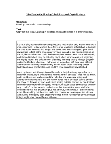 Red Sky In The Morning - Reading and Grammar Activity