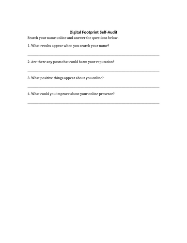 PSHE - Online Reputation (PowerPoint and Worksheet)