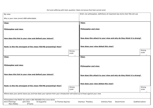 Evil and suffering revision grid- A-level Philosophy
