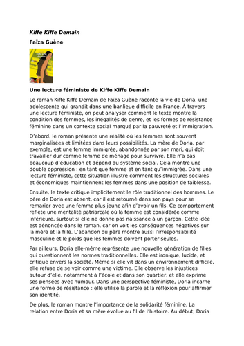 Kiffe Kiffe Demain – Faïza Guène – A Feminist Reading