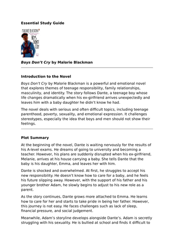 Boys Don’t Cry by Malorie Blackman – Essential GCSE Study Guide