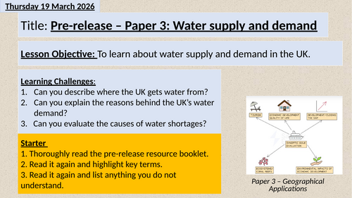 Geography AQA Pre-release 2026 Lincolnshire Reservoir Lesson 1