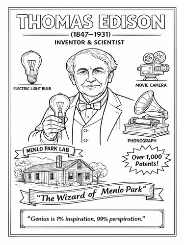 Thomas Edison coloring page