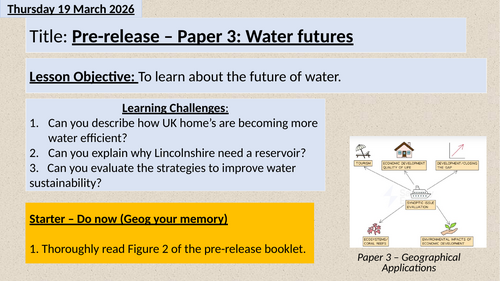Geography AQA Pre-release 2026 Lincolnshire Reservoir Lesson 2