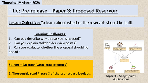 Geography AQA Pre-release 2026 Lincolnshire Reservoir Lesson 3