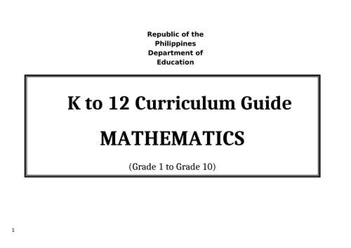 Grade 6 Mathematics Curriculum Guide |  K to 12 Curriculum Guide MATHEMATICS