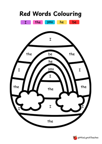 Easter Themed Red Words Colouring