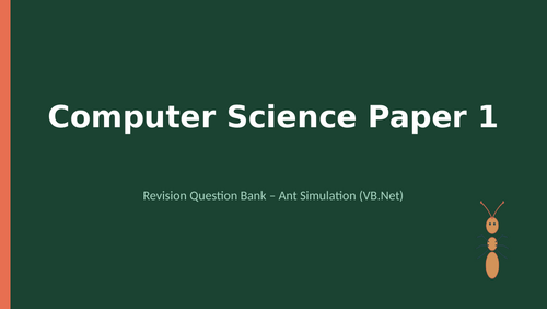 AQA AS Computer Science Paper 1 — Revision Question Bank 2026 (Ant Simulation)