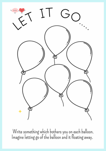 Let it go - calmness mindfulness anger management worksheet PDF