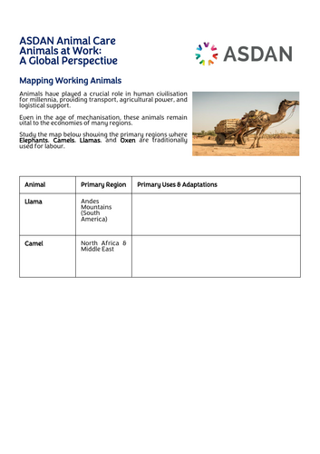 ASDAN Animal Care - Animal Investigation - Animals who work around the world