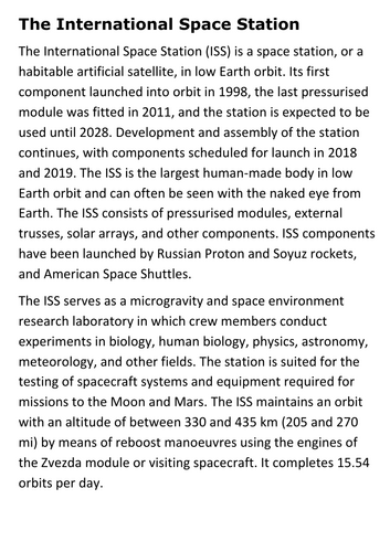 The International Space Station Handout
