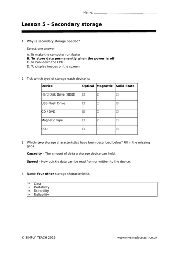 OCR GCSE CS - L5: Secondary storage