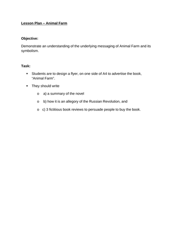 Animal Farm Flyer Lesson