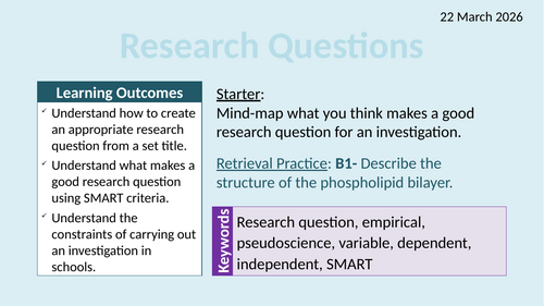 OCR AAQ in Applied Science- Investigating Science: Developing Research Questions & Selecting Sources