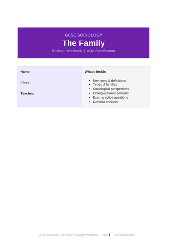 Families and households workbook