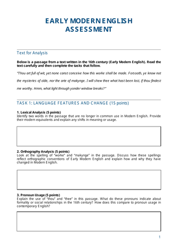 A-Level English Language Early Modern English
