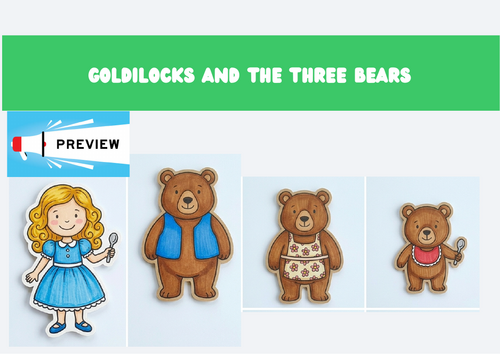 Goldilocks and the three bears stick puppets