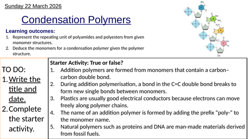 S2.4 Condensation Polymers, HL (IBDP Chemistry)