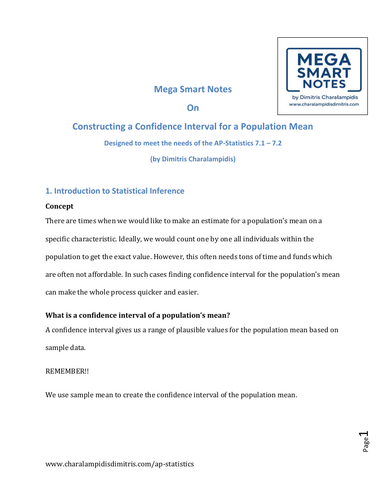 7.1 7.2 Constructing a Confidence Interval for a Population Mean