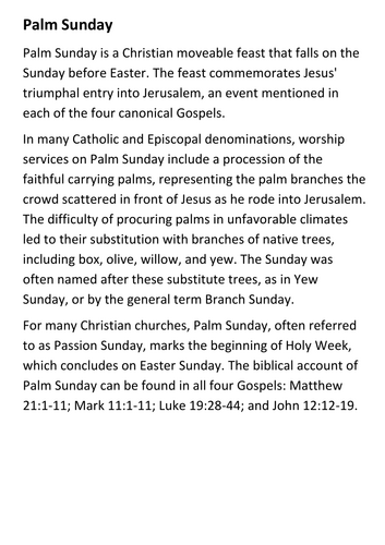 Palm Sunday Handout
