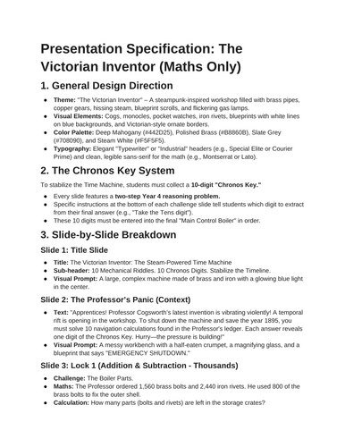 Year 4 Maths Escape Room: The Victorian Inventor — Stabilise the Timeline!