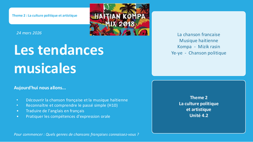 A-Level PowerPoint to teach Les tendances musicales-Theme 2