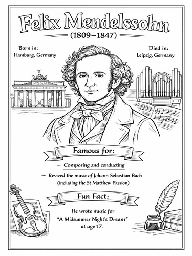 Felix Mendelssohn coloring page