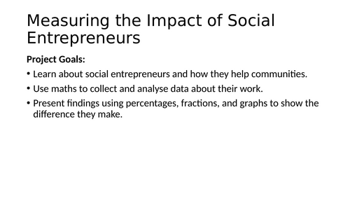 Social Entrepreneurship – Data Handling, Percentages and Fractions