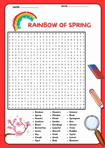 Rainbow of Spring Word Search Puzzle