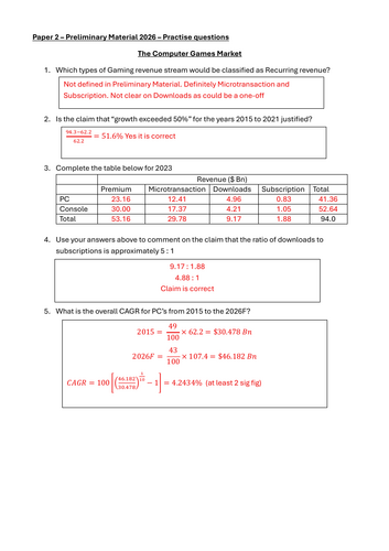 AQA Core Maths - Paper 2 - 2026 Preliminary Material Practice Questions