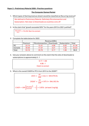 AQA Core Maths - Paper 2 - 2026 Preliminary Material Practice Questions