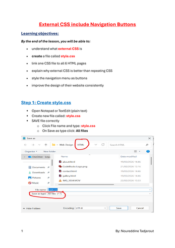 External CSS include Navigation Buttons for Gr: 6/7/8/9 or Yr: 7/8/9/10