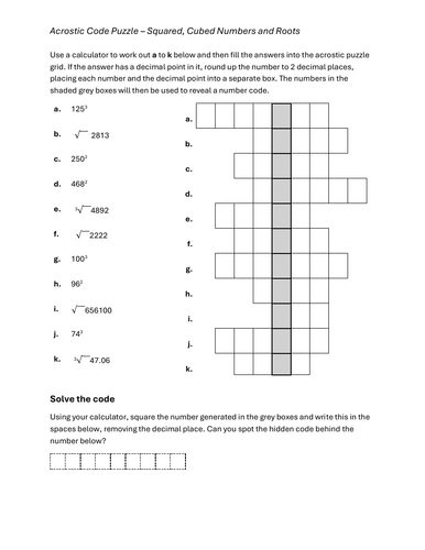 KS3 Maths Activities 3- Number puzzles-Calculator use (2 puzzles)