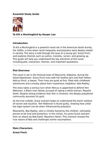 To Kill a Mockingbird by Harper Lee – Essential Study Guide