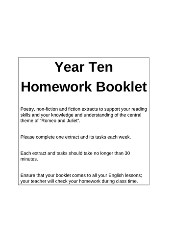 "Romeo and Juliet" hw booklet full term