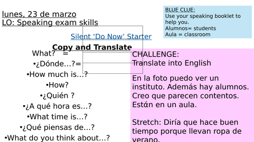 Speaking Spanish revision lesson before exams AQA GCSE 2026