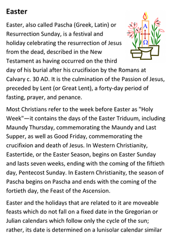 Easter and Good Friday Handout