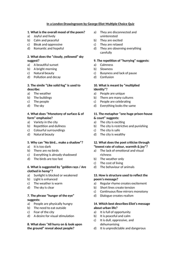 In a London Drawingroom Multiple Choice Quiz