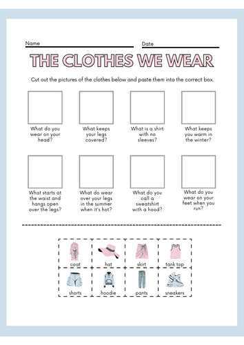 The clothes we wear - Quiz, cut and stick