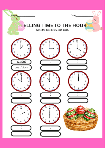 Telling Time to the Hour - Easter theme