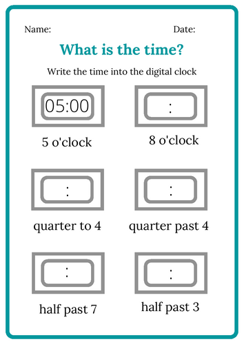 Telling the time - Digital Clock