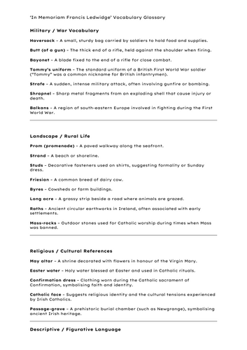 In Memoiam Francis Ledwidge - Seamus Heaney