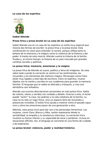 La casa de los espíritus – Isabel Allende – Lyrical Prose