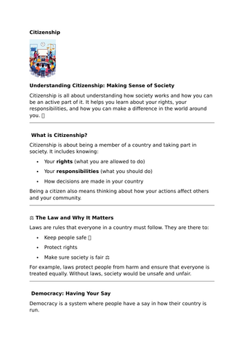 Understanding Citizenship: Making Sense of Society