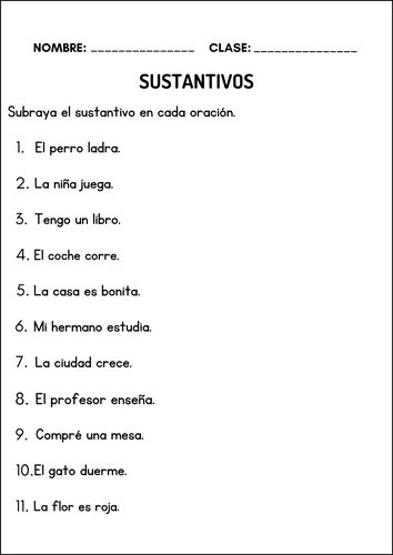 Gramatica Nouns Verbs Adjectives Spanish Grammar Worksheets and Activities