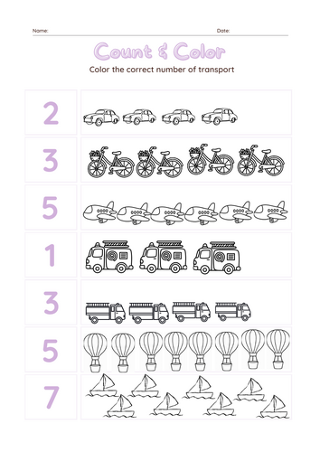 Counting to 10 - Transport theme