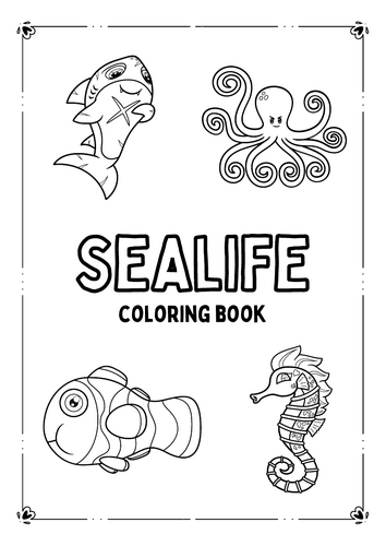 Sea/ Ocean animals colouring workbook